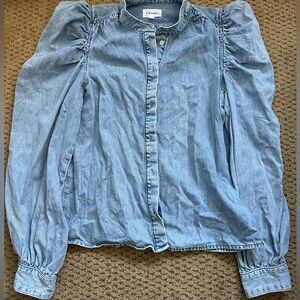 Frame Denim Light Blue Puff Sleeve Shirt